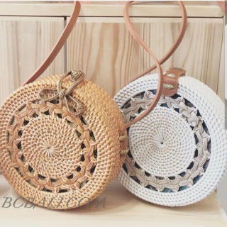 Multi Color Circle Rattan Bags Handwoven Process Braid Trend Design